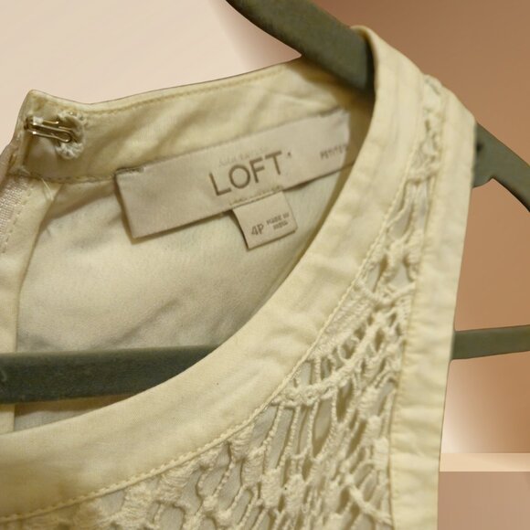 LOFT Cream Lace Shift Dress | Size 4P | Worn Once - Picture 3 of 4